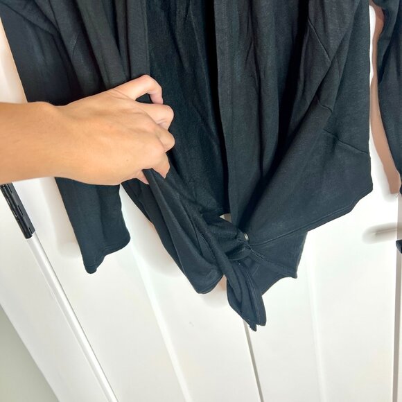 J. Jill PureJill Black Crossover Snap Front Fleece-Lined Long Sleeve Cardigan 2X - Picture 3 of 5